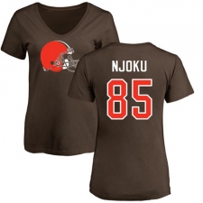 NFL Women's Nike Cleveland Browns #85 David Njoku Brown Name & Number Logo T-Shirt