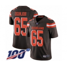 Men's Cleveland Browns #65 Larry Ogunjobi Brown Team Color Vapor Untouchable Limited Player 100th Season Football Jersey