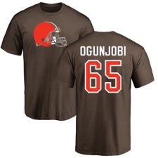 NFL Nike Cleveland Browns #65 Larry Ogunjobi Brown Name & Number Logo T-Shirt