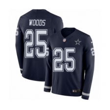 Youth Nike Dallas Cowboys #25 Xavier Woods Limited Navy Blue Therma Long Sleeve NFL Jersey