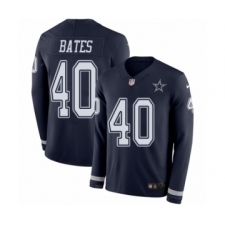 Men's Nike Dallas Cowboys #40 Bill Bates Limited Navy Blue Therma Long Sleeve NFL Jersey