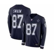 Men's Nike Dallas Cowboys #87 Geoff Swaim Limited Navy Blue Therma Long Sleeve NFL Jersey