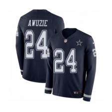 Men's Nike Dallas Cowboys #24 Chidobe Awuzie Limited Navy Blue Therma Long Sleeve NFL Jersey