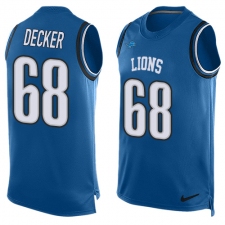 Men's Nike Detroit Lions #68 Taylor Decker Limited Light Blue Player Name & Number Tank Top NFL Jersey