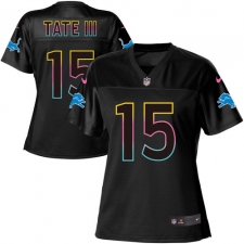 Women's Nike Detroit Lions #15 Golden Tate III Game Black Fashion NFL Jersey