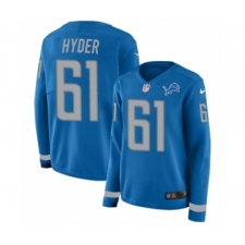 Women's Nike Detroit Lions #61 Kerry Hyder Limited Blue Therma Long Sleeve NFL Jersey