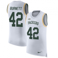 Men's Nike Green Bay Packers #42 Morgan Burnett Limited White Rush Player Name & Number Tank Top NFL Jersey