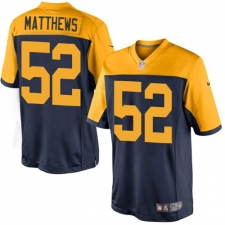 Youth Nike Green Bay Packers #52 Clay Matthews Elite Navy Blue Alternate NFL Jersey