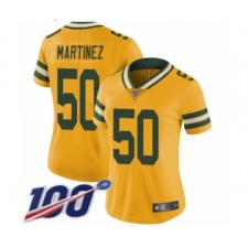 Women's Green Bay Packers #50 Blake Martinez Limited Gold Rush Vapor Untouchable 100th Season Football Jersey