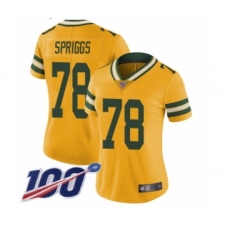 Women's Green Bay Packers #78 Jason Spriggs Limited Gold Rush Vapor Untouchable 100th Season Football Jersey
