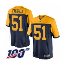 Men's Green Bay Packers #51 Kyler Fackrell Limited Navy Blue Alternate 100th Season Football Jersey
