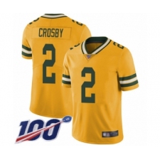 Men's Green Bay Packers #2 Mason Crosby Limited Gold Rush Vapor Untouchable 100th Season Football Jersey