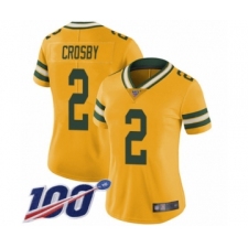 Women's Green Bay Packers #2 Mason Crosby Limited Gold Rush Vapor Untouchable 100th Season Football Jersey