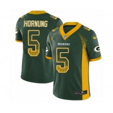 Men's Nike Green Bay Packers #5 Paul Hornung Limited Green Rush Drift Fashion NFL Jersey