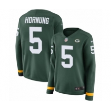 Women's Nike Green Bay Packers #5 Paul Hornung Limited Green Therma Long Sleeve NFL Jersey