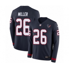 Men's Nike Houston Texans #26 Lamar Miller Limited Navy Blue Therma Long Sleeve NFL Jersey