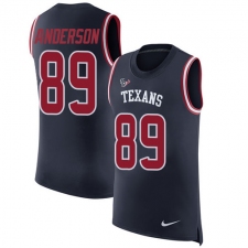Men's Nike Houston Texans #89 Stephen Anderson Limited Navy Blue Rush Player Name & Number Tank Top NFL Jersey