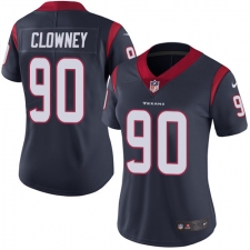 Women's Nike Houston Texans #90 Jadeveon Clowney Elite Navy Blue Team Color NFL Jersey