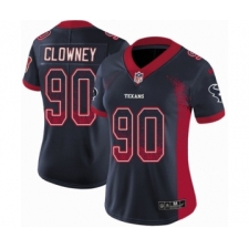 Women's Nike Houston Texans #90 Jadeveon Clowney Limited Navy Blue Rush Drift Fashion NFL Jersey