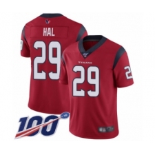 Men's Houston Texans #29 Andre Hal Red Alternate Vapor Untouchable Limited Player 100th Season Football Jersey