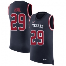 Men's Nike Houston Texans #29 Andre Hal Limited Navy Blue Rush Player Name & Number Tank Top NFL Jersey