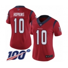 Women's Nike Houston Texans #10 DeAndre Hopkins Red Alternate Vapor Untouchable Limited Player 100th Season NFL Jersey