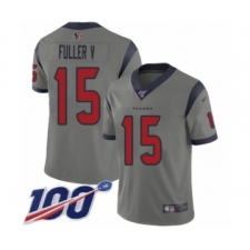 Men's Houston Texans #15 Will Fuller V Limited Gray Inverted Legend 100th Season Football Jersey