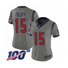 Women's Houston Texans #15 Will Fuller V Limited Gray Inverted Legend 100th Season Football Jersey