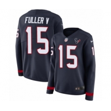 Women's Nike Houston Texans #15 Will Fuller V Limited Navy Blue Therma Long Sleeve NFL Jersey