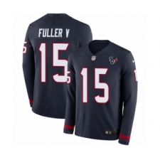 Youth Nike Houston Texans #15 Will Fuller V Limited Navy Blue Therma Long Sleeve NFL Jersey
