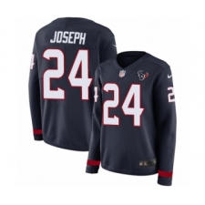 Women's Nike Houston Texans #24 Johnathan Joseph Limited Navy Blue Therma Long Sleeve NFL Jersey