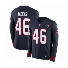 Youth Nike Houston Texans #46 Jon Weeks Limited Navy Blue Therma Long Sleeve NFL Jersey