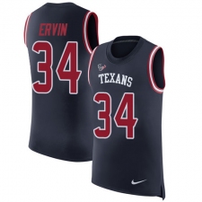 Men's Nike Houston Texans #34 Tyler Ervin Limited Navy Blue Rush Player Name & Number Tank Top NFL Jersey