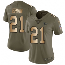 Women's Nike Houston Texans #21 Tyler Ervin Limited Olive Gold 2017 Salute to Service NFL Jersey