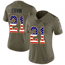 Women's Nike Houston Texans #21 Tyler Ervin Limited Olive USA Flag 2017 Salute to Service NFL Jersey