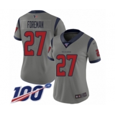 Women's Houston Texans #27 D'Onta Foreman Limited Gray Inverted Legend 100th Season Football Jersey