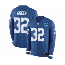 Men's Nike Indianapolis Colts #32 T.J. Green Limited Blue Therma Long Sleeve NFL Jersey