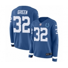 Women's Nike Indianapolis Colts #32 T.J. Green Limited Blue Therma Long Sleeve NFL Jersey
