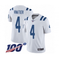 Men's Indianapolis Colts #4 Adam Vinatieri White Vapor Untouchable Limited Player 100th Season Football Jersey