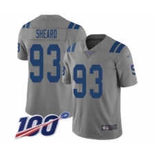 Men's Indianapolis Colts #93 Jabaal Sheard Limited Gray Inverted Legend 100th Season Football Jersey