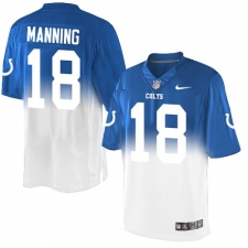 Men's Nike Indianapolis Colts #18 Peyton Manning Elite Royal Blue/White Fadeaway NFL Jersey
