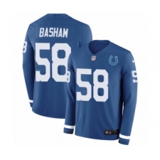Men's Nike Indianapolis Colts #58 Tarell Basham Limited Blue Therma Long Sleeve NFL Jersey