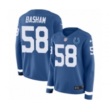 Women's Nike Indianapolis Colts #58 Tarell Basham Limited Blue Therma Long Sleeve NFL Jersey