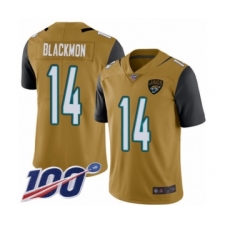 Men's Jacksonville Jaguars #14 Justin Blackmon Limited Gold Rush Vapor Untouchable 100th Season Football Jersey