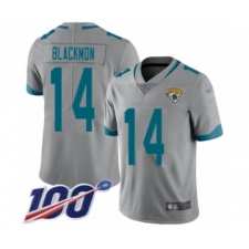 Men's Jacksonville Jaguars #14 Justin Blackmon Silver Inverted Legend Limited 100th Season Football Jersey