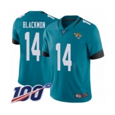 Men's Jacksonville Jaguars #14 Justin Blackmon Teal Green Alternate Vapor Untouchable Limited Player 100th Season Football Jersey