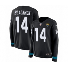 Women's Nike Jacksonville Jaguars #14 Justin Blackmon Limited Black Therma Long Sleeve NFL Jersey
