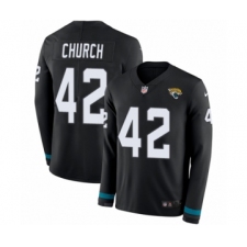 Men's Nike Jacksonville Jaguars #42 Barry Church Limited Black Therma Long Sleeve NFL Jersey