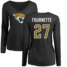 NFL Women's Nike Jacksonville Jaguars #27 Leonard Fournette Black Name & Number Logo Slim Fit Long Sleeve T-Shirt