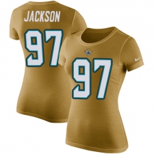 NFL Women's Nike Jacksonville Jaguars #97 Malik Jackson Gold Rush Pride Name & Number T-Shirt